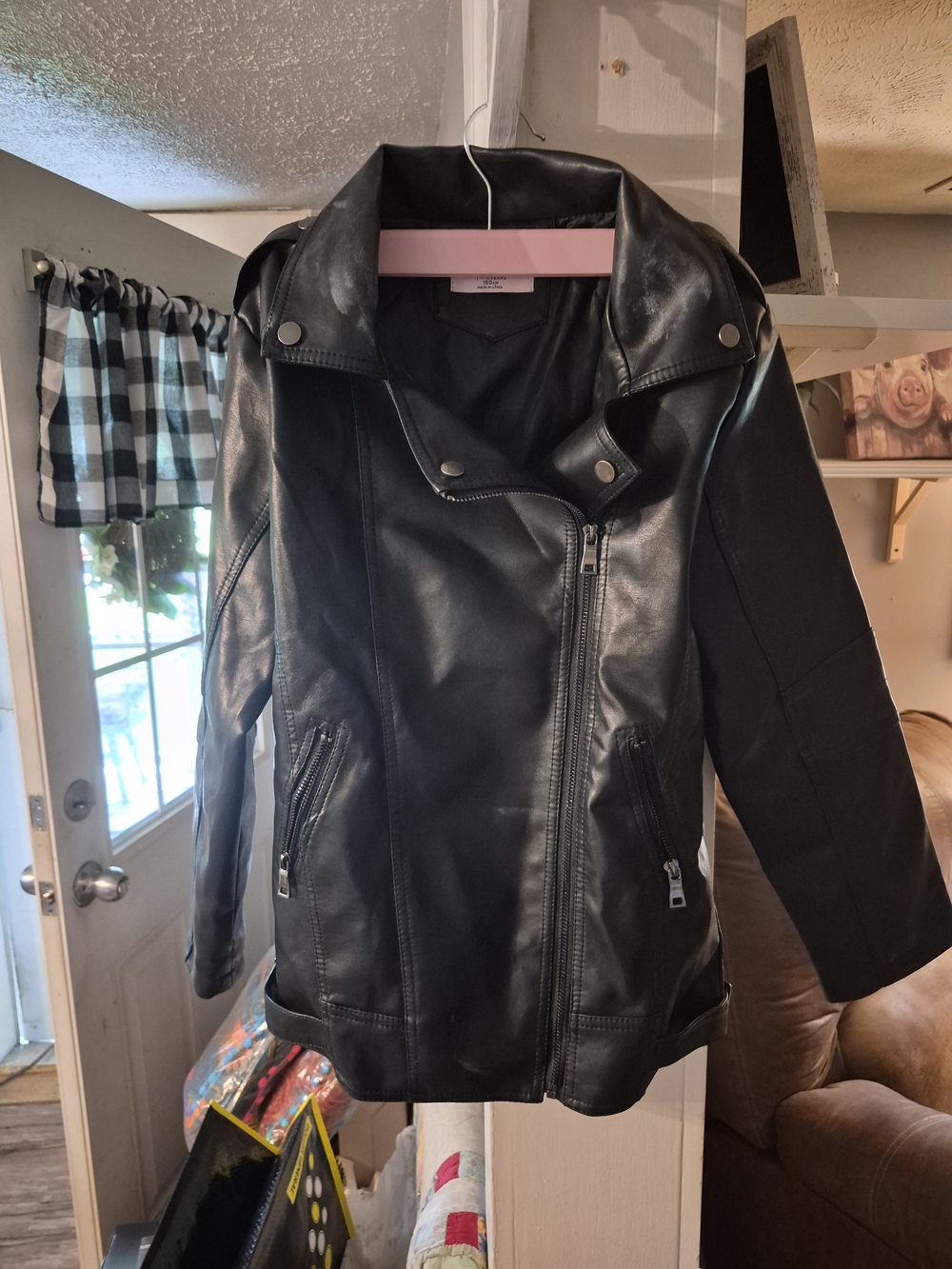 Ljyh Girls Moto Biker Black  Faux Leather Moto Jacket